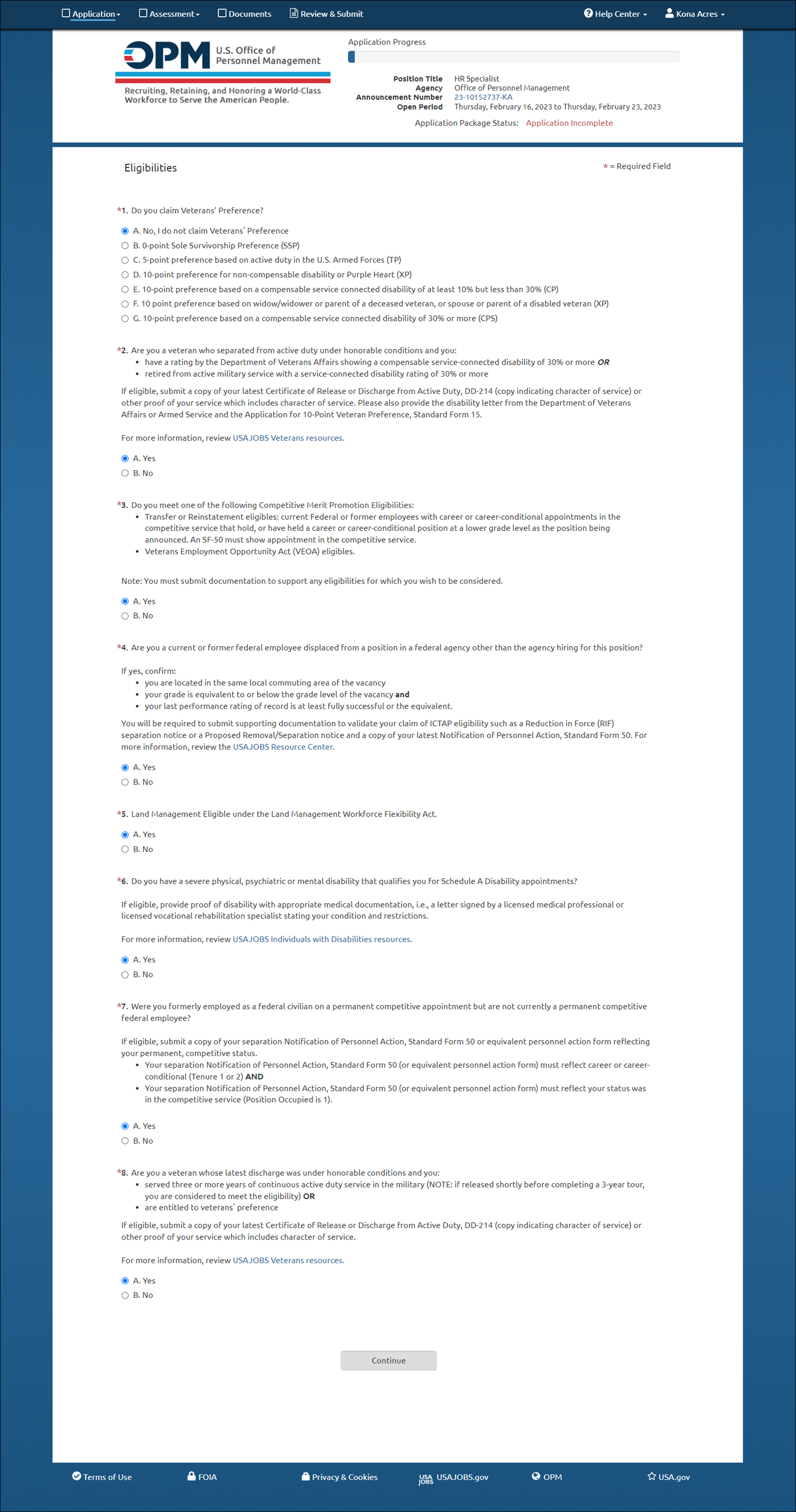 Application Eligibilities