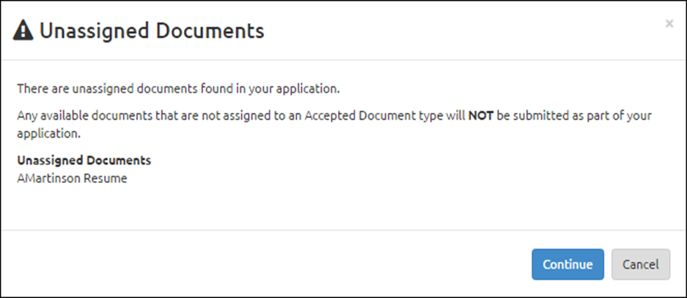 Unassigned Documents alert