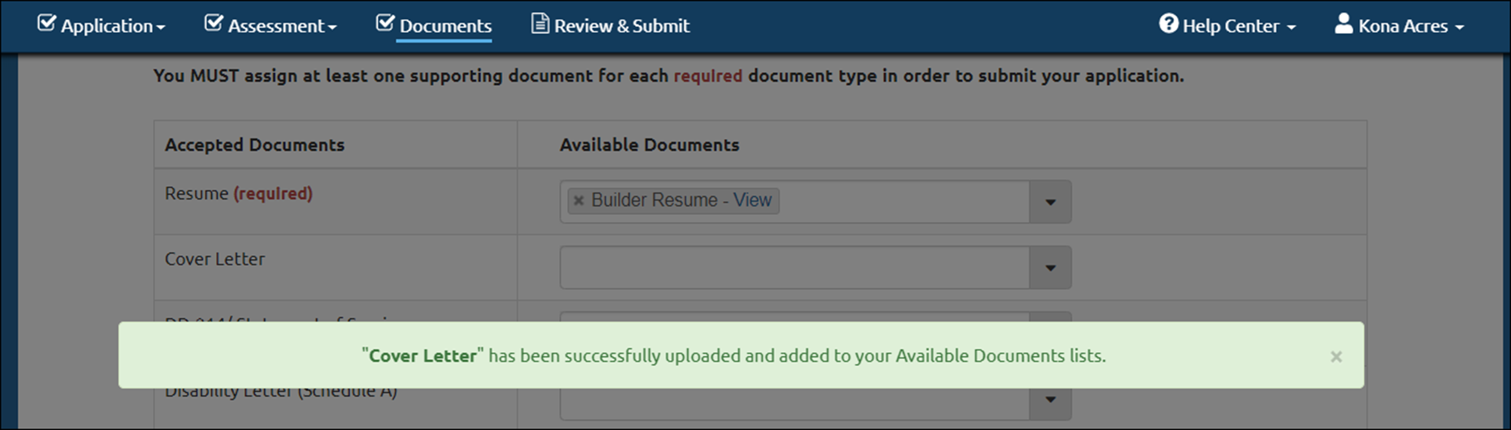 Document Confirmation Pop Up Box